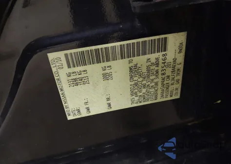 2010 Nissan Maxima 3.5 Sv из США, поврежденный, VIN 1N4AA5AP4AC835468